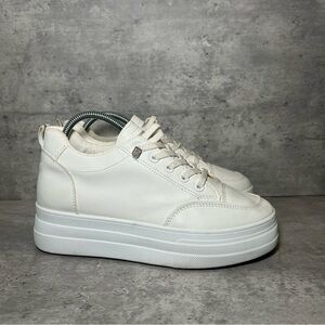 White Leather Wedge Sneakers Womens sz 8